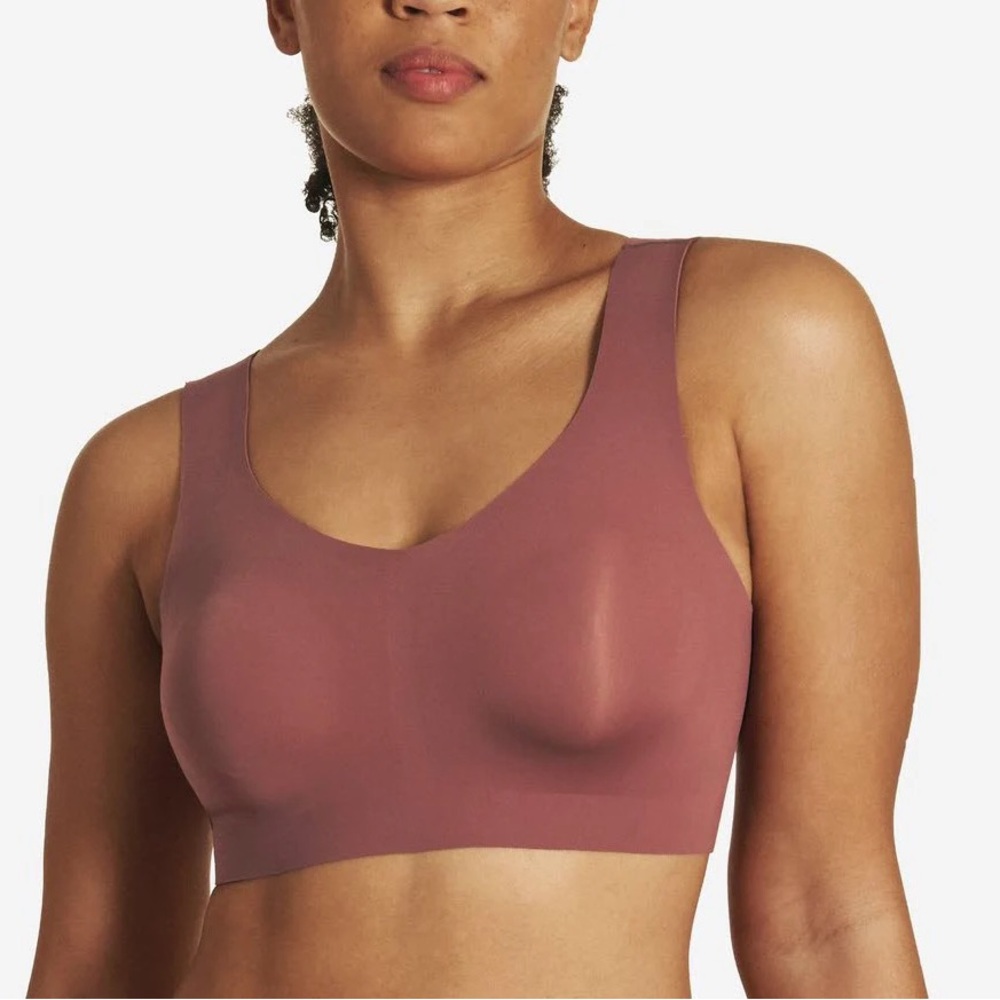 Seamless V-Neck Wireless Comfort Bra - Mauve Pink